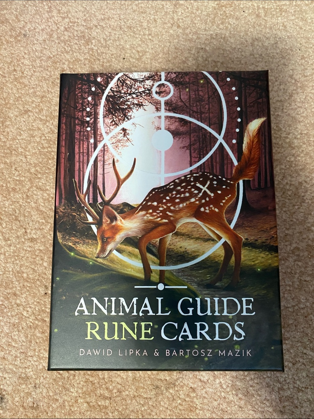 Animal Guide Rune Cards Box - Deer Artwork, Brown & Green